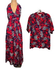 Vintage Hukilau Hawaiian Honeymoon Wedding Matching Set Dress 12 Shirt L/XL picture