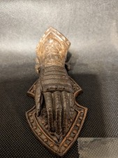 Vintage Cast Iron Letter Receipt Clip Medieval Knight Gauntlet Hand Victorian picture