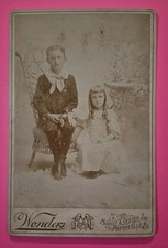 Antique c1880s-90s Cabinet Card Older Adorable Brother And Sister Pottsville PA picture