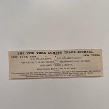 The New York Lumber Trade Journal J. D. Crary New York 1890 Newspaper Ad SAI7-M7 picture