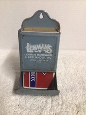 VINTAGE TIN LITHO MATCH SAFE HOLDER ADVERTISING Lehman Hardware Kidron Ohio picture