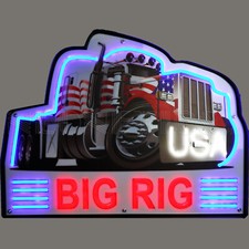 Big Rig LED sign steel Can Semi Truck Racing 18 Wheeler Wall Lamp Trucker Neon picture