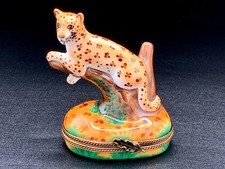 Vintage  Authentic Cardinal France Limoges Trinket Box – Hand-Painted Leopard picture