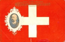 SWISS Flag with National Anthem Antique Embossed Postcard Mystery Photo RPPC picture