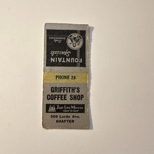 Griffith's Coffee Shop Shafter Vintage Matchbook Cover 5MB133-6 picture