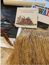 Vintage 1940s1960s Hawaiian Mid-Century Collectibles Lot Hula Skirt, Canoe Music picture