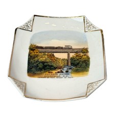 GREENVILLE NH NEW HAMPSHIRE ANTIQUE Souvenir RAILROAD Porcelain TRINKET DISH picture