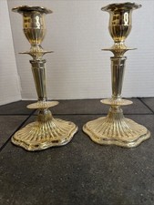 Vintage 1970s Britain Georgian Style Silver Colored Metal Candle Holders Set of picture