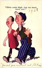 Antique Comic Postcard Girls Come High Flirting Humor 1928 picture