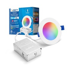 Xsky 4 Inch Smart Canless Recessed Lighting, 1 Pack, Zigbee 3.0 RGB+CCT LED D... picture