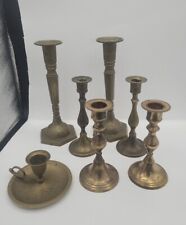 Mixed Lot of 7 Vintage Brass Candlesticks Holders Patina/Cond/Size Varies picture