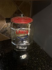VTG 8-sided glass “Lance” cracker/ cookie advertising iconic jar, peanut display picture