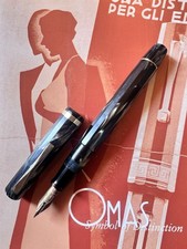 Vintage OMAS EXTRA 556F Marbled Pearl Grey Fountain Pen 585 14k Gold Brev445846 picture