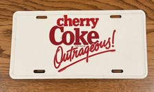 Vintage Cherry Coke Coca Cola Booster License Plate Soda Sign Aluminum picture