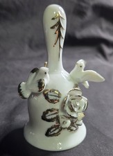 Flambro Porcelain Dove Bell Gold Trim Made In Taiwan Vintage picture