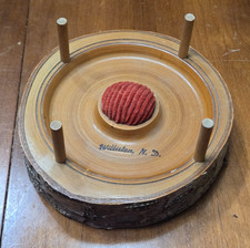 Vintage North Woods Spool Holder & Pin Cushion - Williston, ND picture