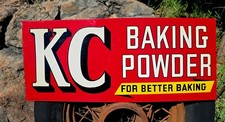 Vintage KC Baking Powder Sign Advertising Metal Press Sign Company Gas Oil   picture