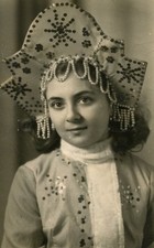 Beautiful girl Kokoshnik New Year costume Xmas ussr vintage photo picture