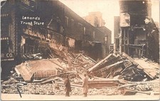 RPPC Rochester New York City Scene Lenard's Trunk Store Fire early 1900s picture