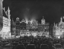 The Grand Place in Brussels filled with cars at night circa 1960 Old Photo picture