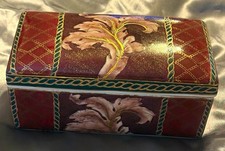 Oriental Accent Inc. Decorative Floral Trinket Box 1960s, China L. 8” W.4” H.3.5 picture