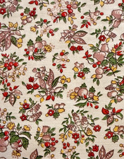 Vintage 1930's-50's feedsack fabric pretty small scale botanical design 9x11