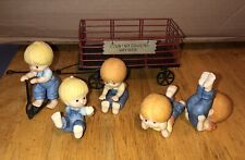 Vintage Lot Of 1980's Enesco Country Cousins Figurines 5 & Wagon picture