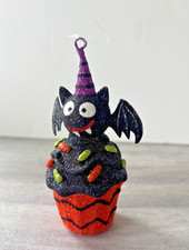 Pier 1  Vintage Halloween Bat on Cupcake Ornament Glitter Fun Pier One Rare HTF picture