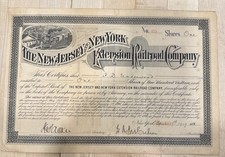 1909 New Jersey & New York Extension RR Stock Certificate Issued F.D. Underwood picture