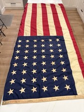 Vintage 48 Star American Flag 5x8 Ft Martins Flag Co Iowa Stencil WWII Era USA picture
