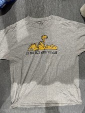 Garfield Printed T-Shirt Gray Overseas Vintage Garfield Gray picture