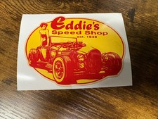 Eddie's Speed Shop Vintage Style DECAL, Vinyl STICKER, racing, hot rod, rat rod picture
