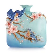 FRANZ PORCELAIN BLUE BIRD AND CHERRY BLOSSOM VASE $975 BRAND NEW IN BOX 14