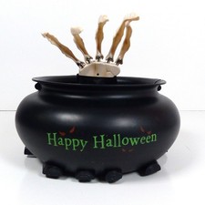 Gemmy Animated Skeleton Hand Cauldron Halloween Candy Bowl Black WORKS SEE VIDEO picture