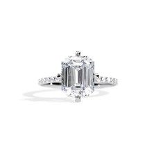 2.15 CT Emerald Moissanite Pave Ring 925 Sterling Silver Engagement Ring picture