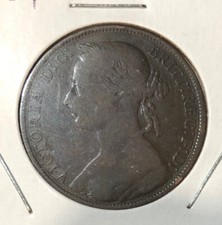 1884 Great Britain One 1 Penny Bronze Coin-31MM-Victoria -KM#755 picture