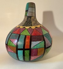 Vintage Hand Painted Bottle Gourd (Calabash) from Western Africa picture