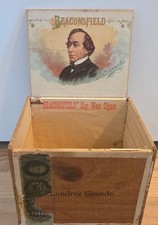 Rare c1900 Beaconsfield Key West Cigar Box Benjamin Disraeli Lithograph picture