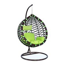Hanging Rattan Swing Patio Garden Chair Weave Egg w Cushion Indoor Outdoor/Green picture