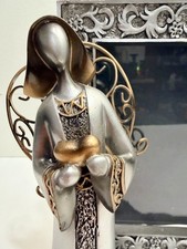 Vtg 1990-2000s Angel Photo Frame Silver Tone Ornate Holding Gold Heart 8.5” Tall picture