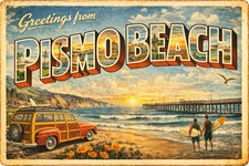 Greetings From Pismo Beach, California MODERN Vintage-inspired Postcard D54 picture