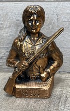 Vintage Daniel Boone Coin Bank Cast Metal with Key Collectible Piggy Bank picture