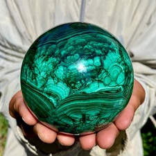 3.02LB Rare Natural Malachite quartz hand Carved sphere Crystal Healing Gem ball picture