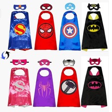 4Pcs Double‑Sided Superhero Capes with Masks Dress‑Up Costume Set picture
