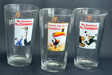 3 GUINNESS Pint Beer Glasses 
