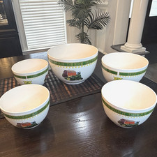 VTG John Deere Model B Nesting Bowl Set 5Pc Gibson Farmhouse Ceramic picture