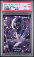 2025 ONE PIECE JAPANESE OP12-LEGACY OF THE MASTER #004 ZORO-JUUROU PSA 10 picture