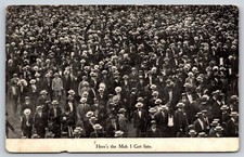 Men in Hats, Here's the Mob I got into, Stamped year 1908, Vintage Postcard picture