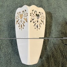 Vintage Lenox Ivory Porcelain Pierced Heart Vase 24K Gold Trim 7.5
