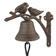 Birds On Tree Dinner Bell Cast Iron Wall Mounted Antique Style Rustic Finish picture